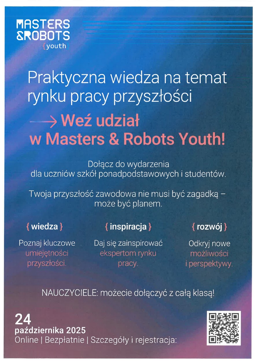 Zdjęcie artykułu Bezpłatna konferencja online na temat rynku pracy przyszłości - Masters & Robots Youth